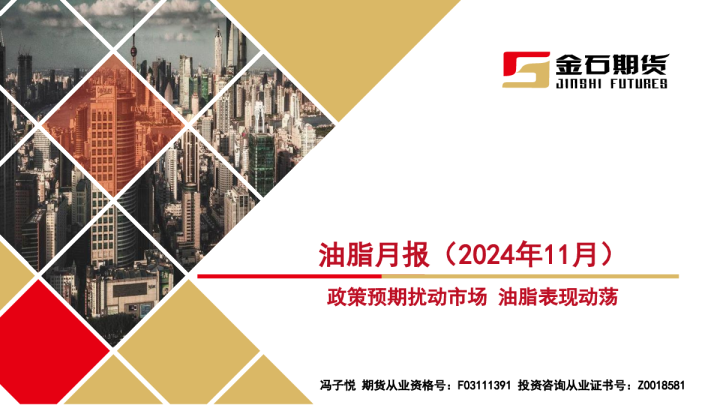 油脂月报（2024年11月）：政策预期扰动市场 油脂表现动荡