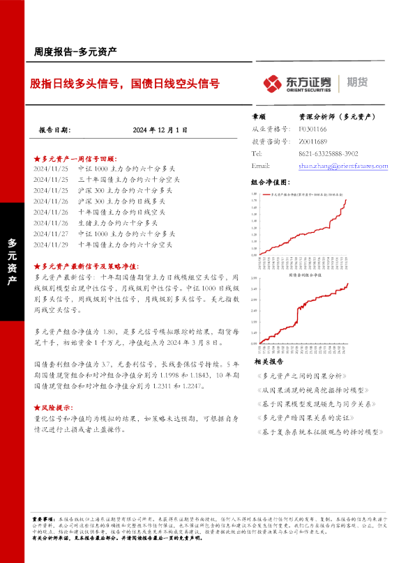 股指日线多头信号，国债日线空头信号