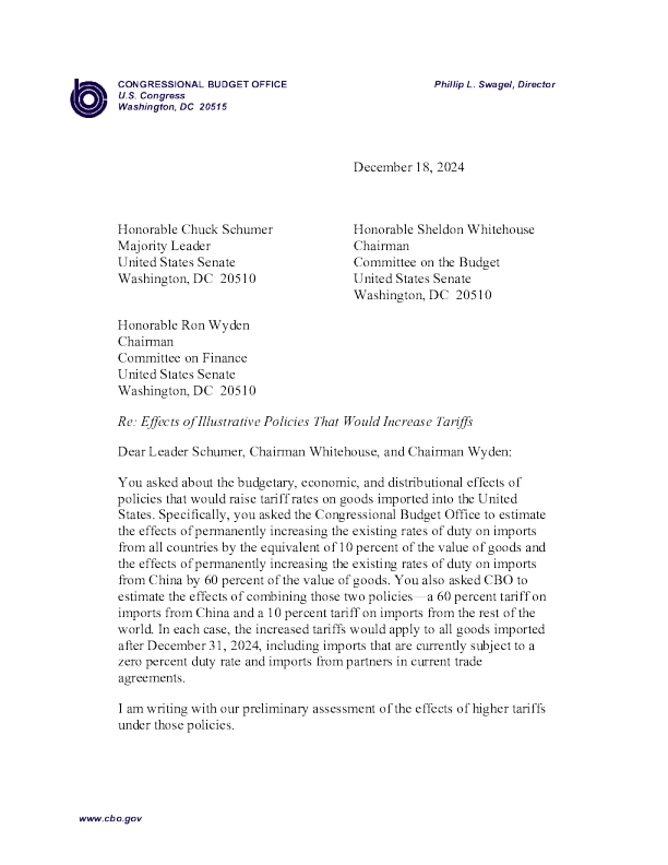 提高关税的说明性政策的影响