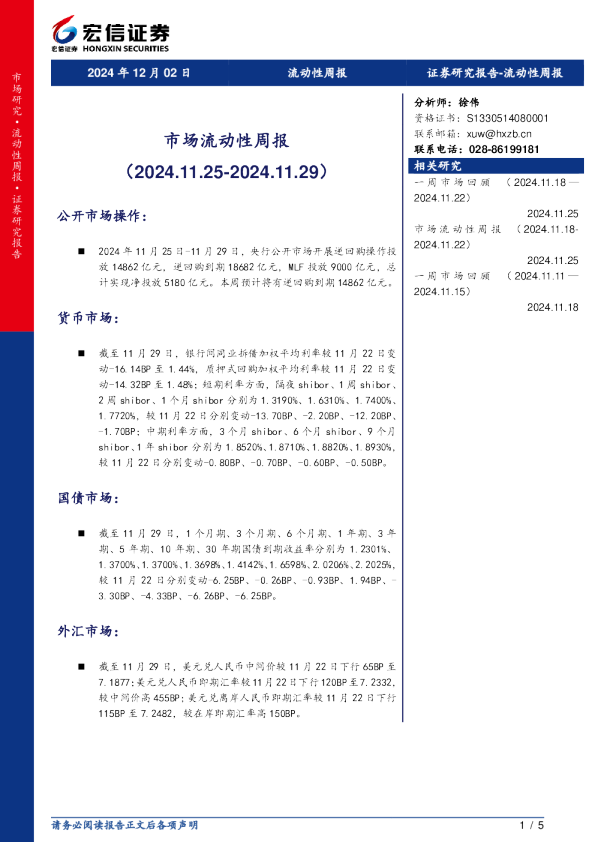 市场流动性周报