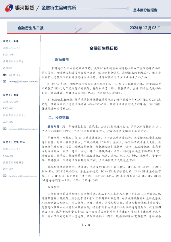 金融衍生品日报