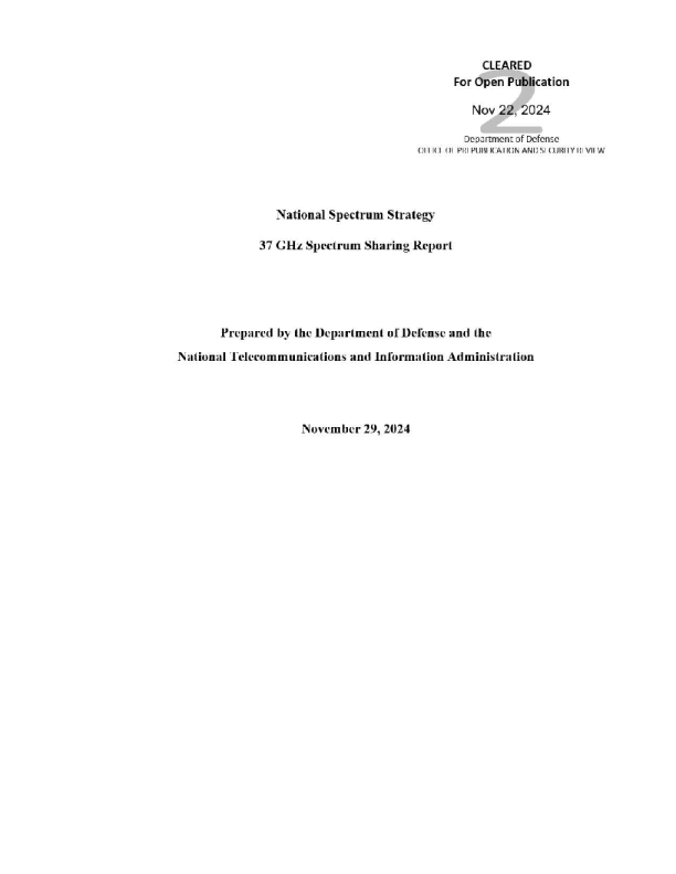 National Spectrum Strategy 37 GHz Spectrum Sharing Report