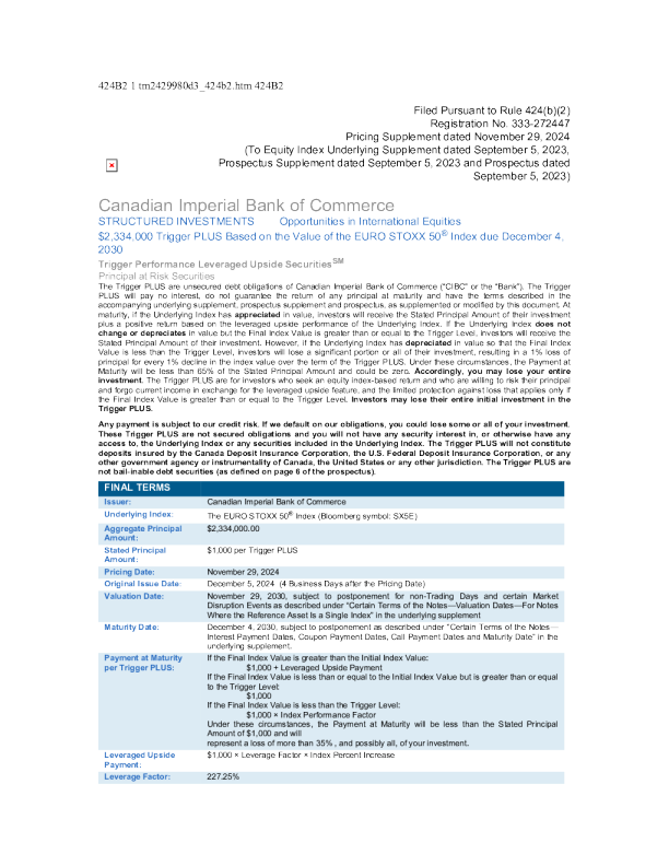 加拿大帝国商业银行美股招股说明书(2024-12-05版)