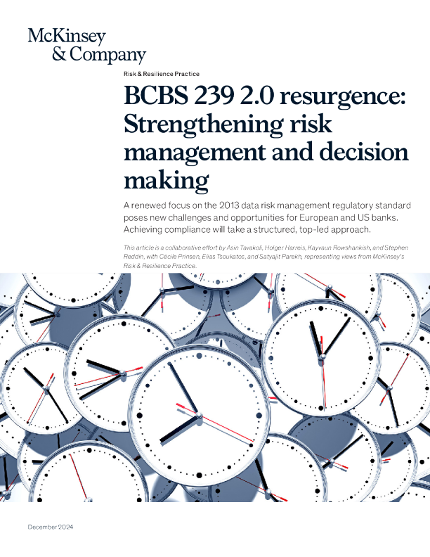 BCBS 239 2.0 复苏 ： 加强风险管理和决策