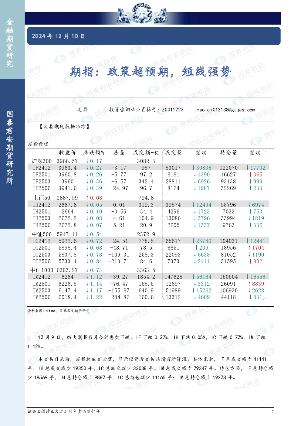期指：政策超预期，短线强势