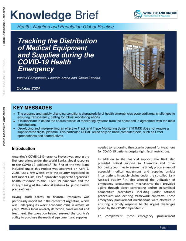 在 COVID - 19 卫生紧急情况期间跟踪医疗设备和用品的分配