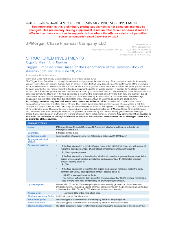 摩根大通美股招股说明书(2024-12-10版)