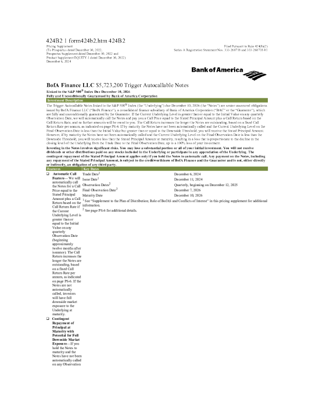 美国银行美股招股说明书(2024-12-10版)