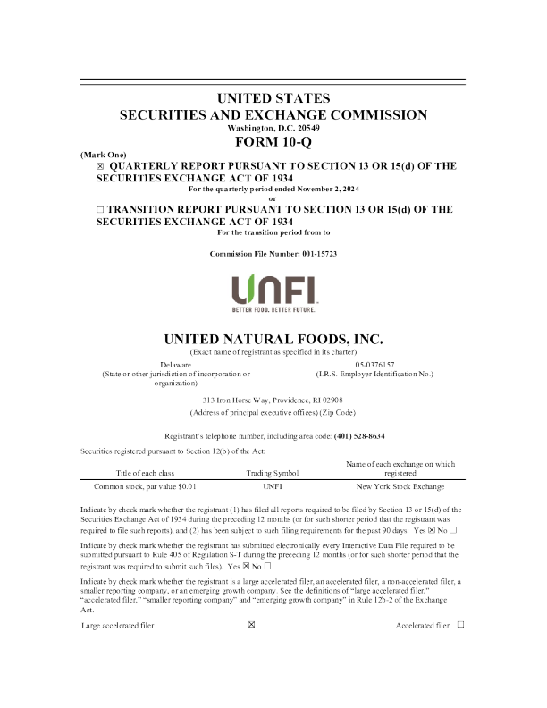 联合天然食品 2024年季度报告