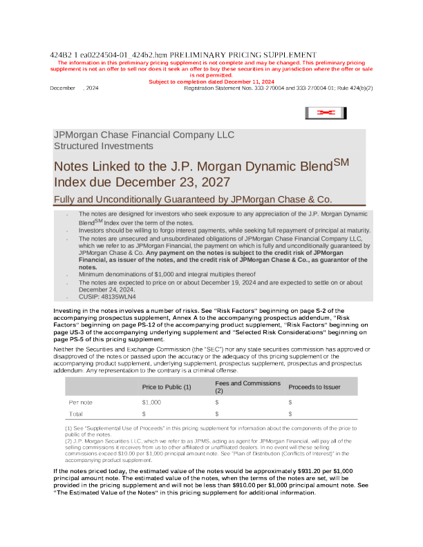 摩根大通美股招股说明书(2024-12-12版)