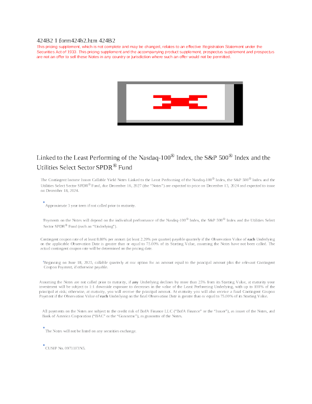 美国银行美股招股说明书(2024-12-12版)