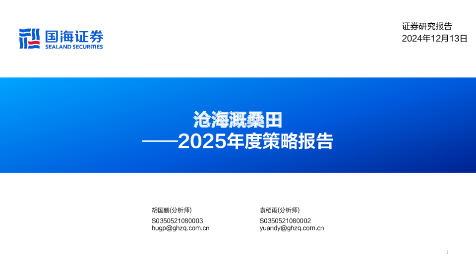 2025年度策略报告——沧海溉桑田