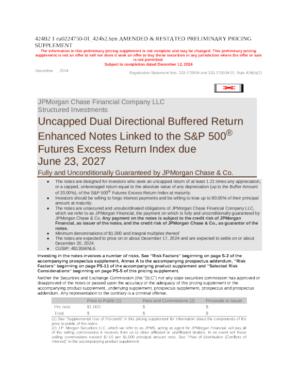 摩根大通美股招股说明书(2024-12-16版)