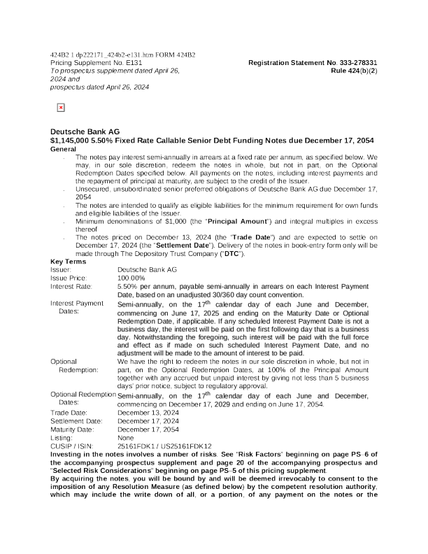 德意志银行美股招股说明书(2024-12-16版)