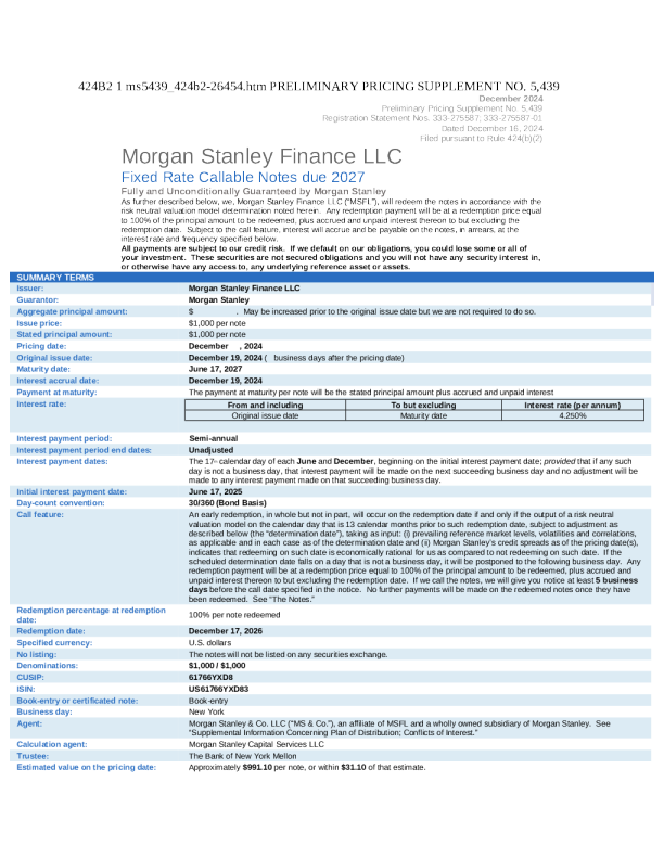 摩根士丹利美股招股说明书(2024-12-16版)