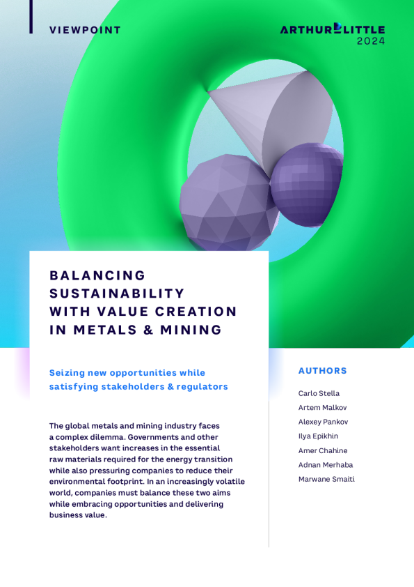 在金属和采矿中平衡可持续性与价值创造