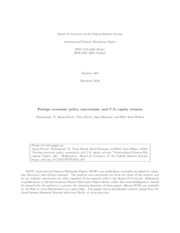 外交经济政策的不确定性与美国股市回报
