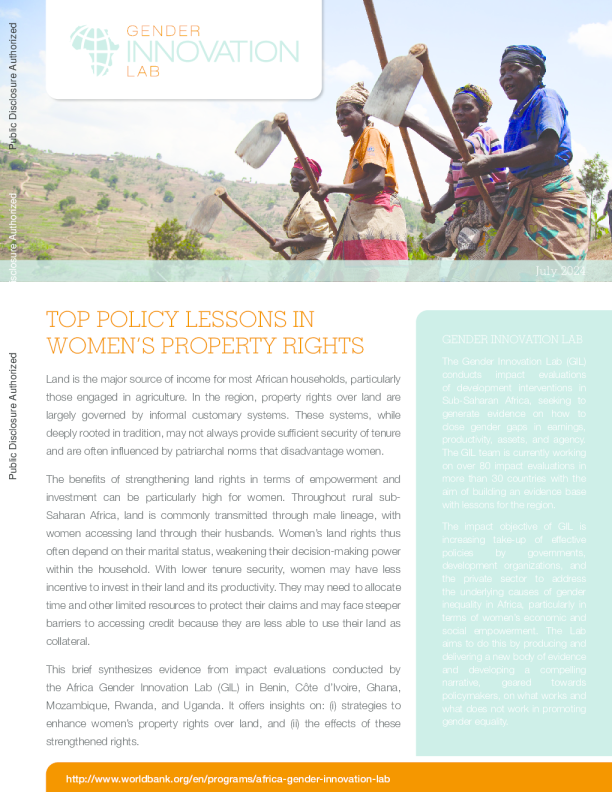 妇女财产权的主要政策教训