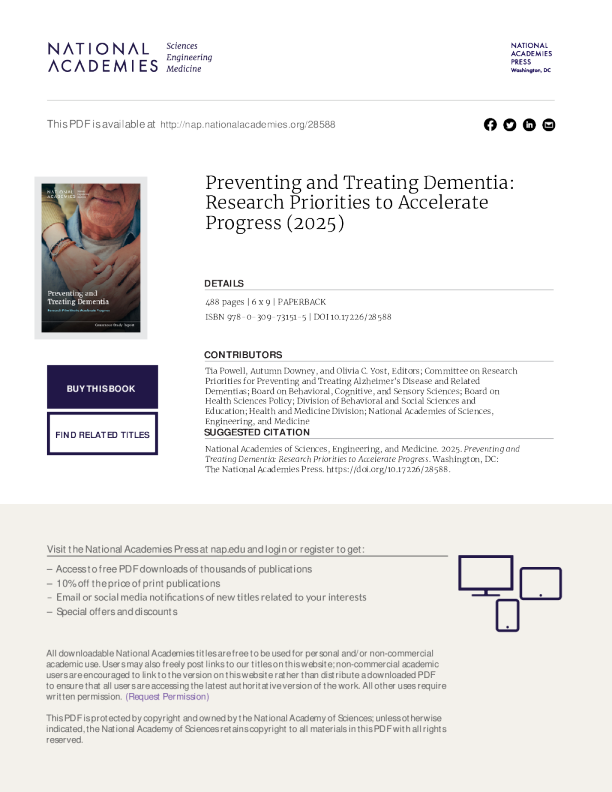 Preventing and Treating Dementia: Research Priorities to Accelerate Progress (2025)