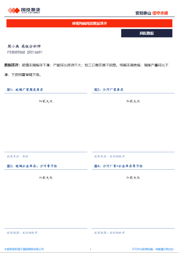 玻璃纯碱周度数据速评