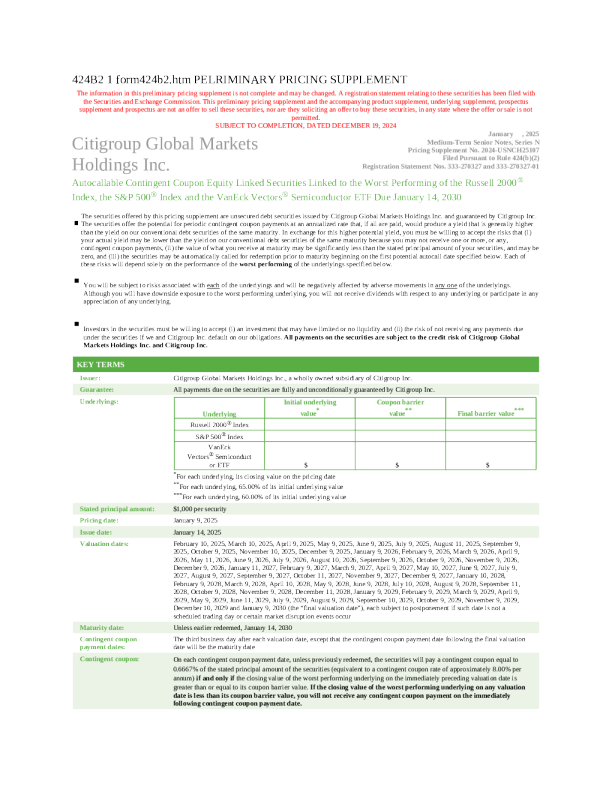 花旗集团美股招股说明书(2024-12-20版)