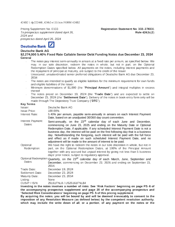 德意志银行美股招股说明书(2024-12-23版)