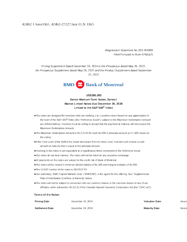 蒙特利尔银行美股招股说明书(2024-12-23版)