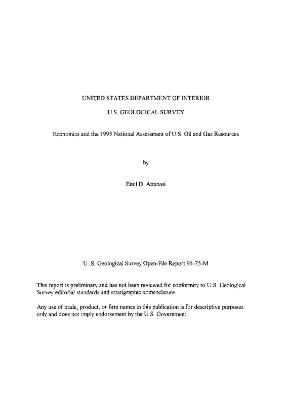 1995 年美国石油和天然气资源评估