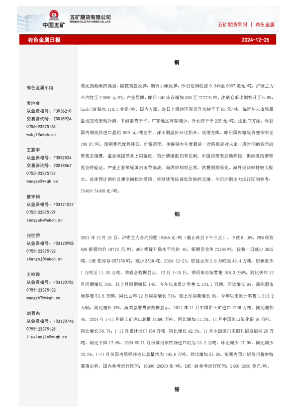 有色金属日报