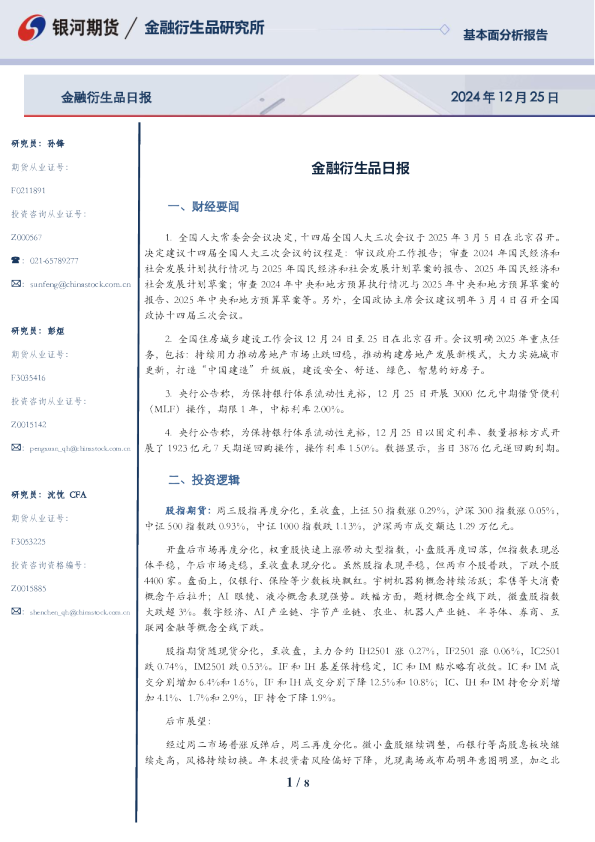 金融衍生品日报