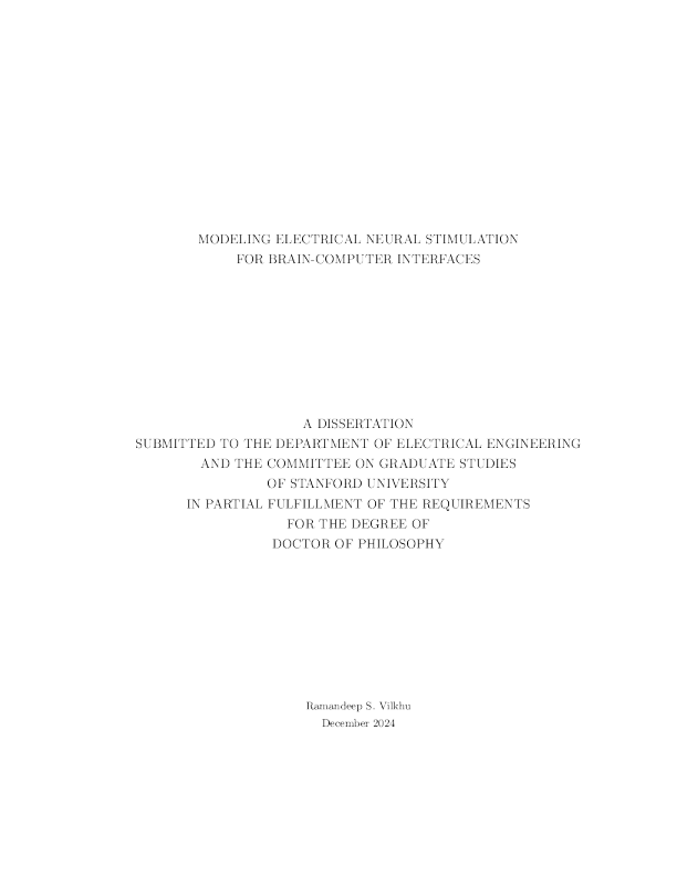建模用于脑机接口的电气神经刺激