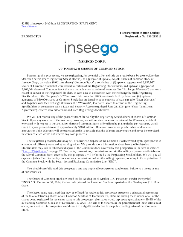 Inseego Corp美股招股说明书(2025-01-02版)