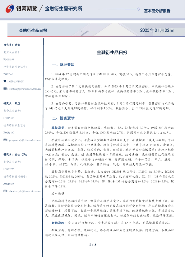 金融衍生品日报