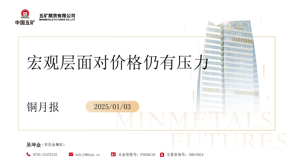 铜月报：宏观层面对价格仍有压力