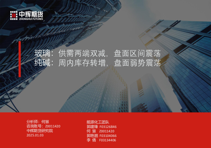 玻璃：供需两端双减，盘面区间震荡 纯碱：周内库存转增，盘面弱势震荡