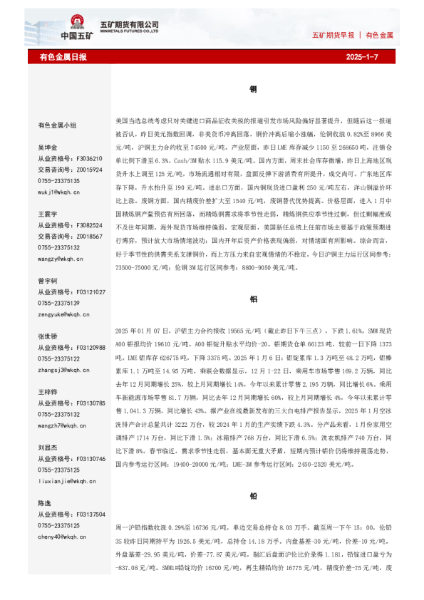 有色金属日报