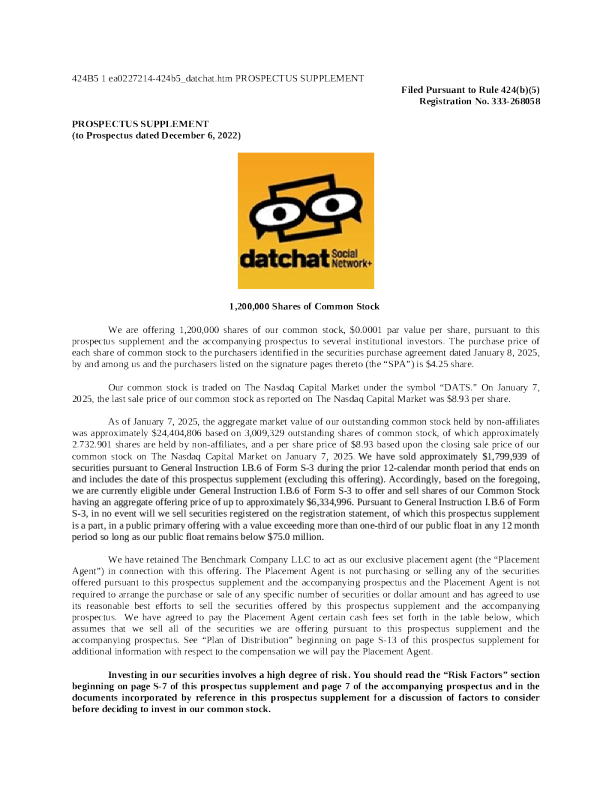 DatChat Inc 美股报章 (2025 - 01 - 08 版)