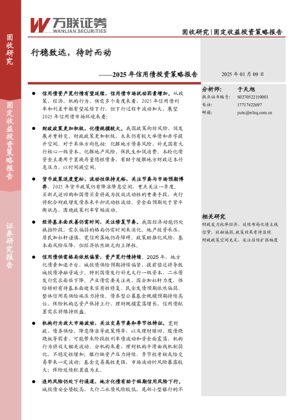 2025年信用债投资策略报告:行稳致远,待时而动