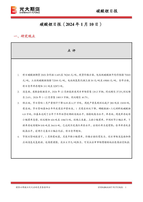 碳酸锂日报