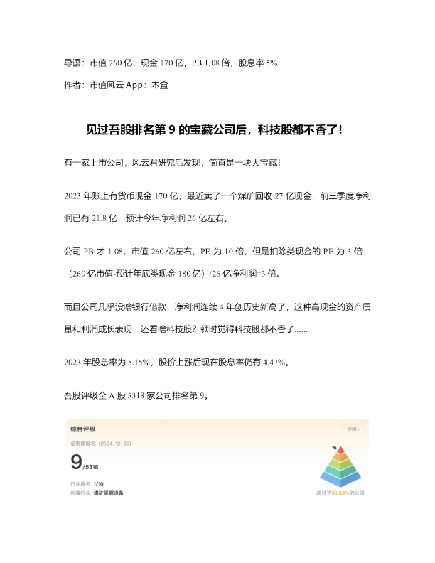 见过吾股排名第9的宝藏公司后，科技股都不香了！