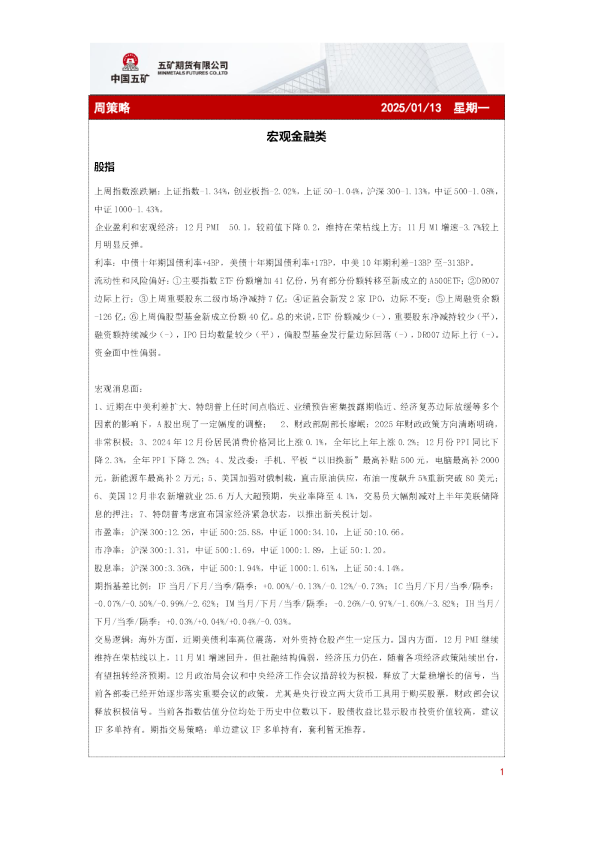 周策略：宏观金融类