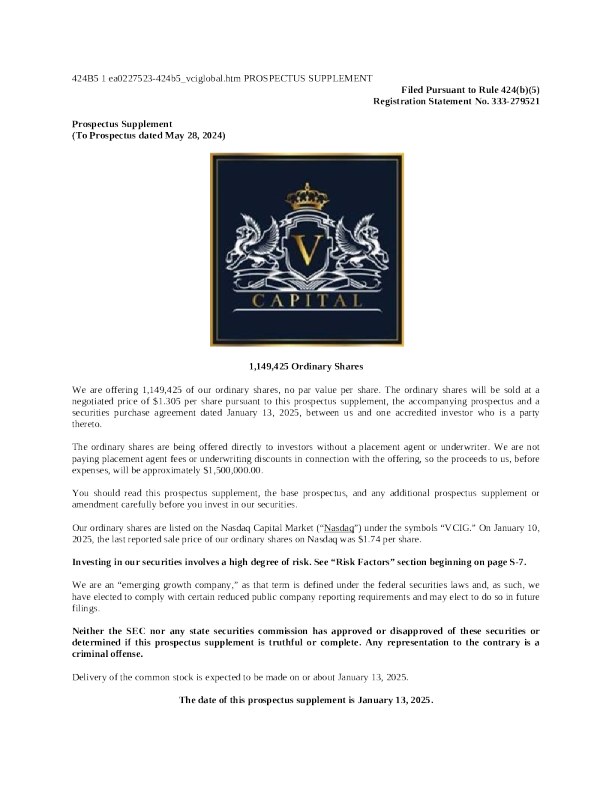 VCI Global Ltd 美股  股说手册 (2025 - 01 - 13 版)