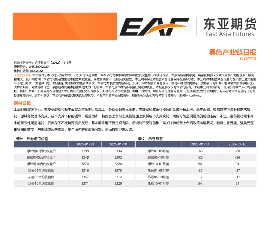 黑色产业链日报