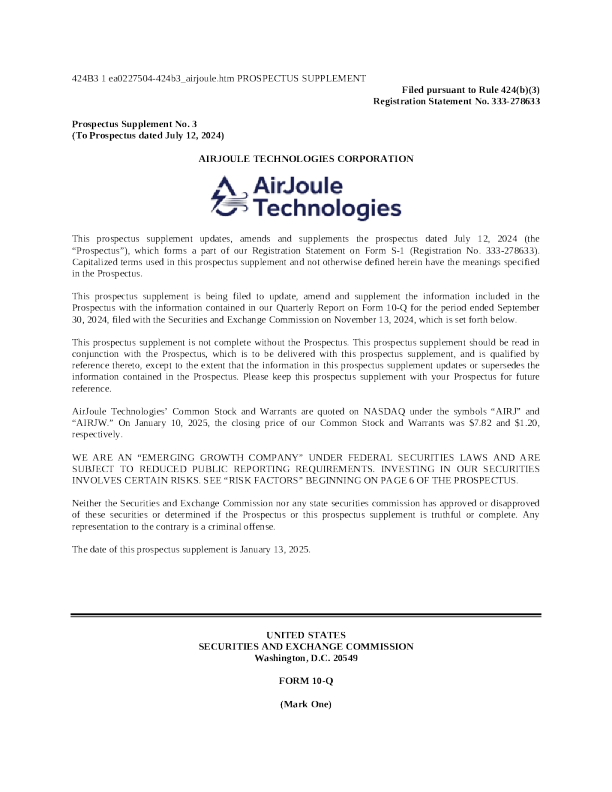 AirJoule Technologies Corp-A美股招股说明书(2025-01-14版)