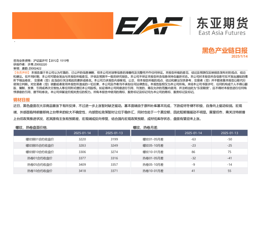黑色产业链日报