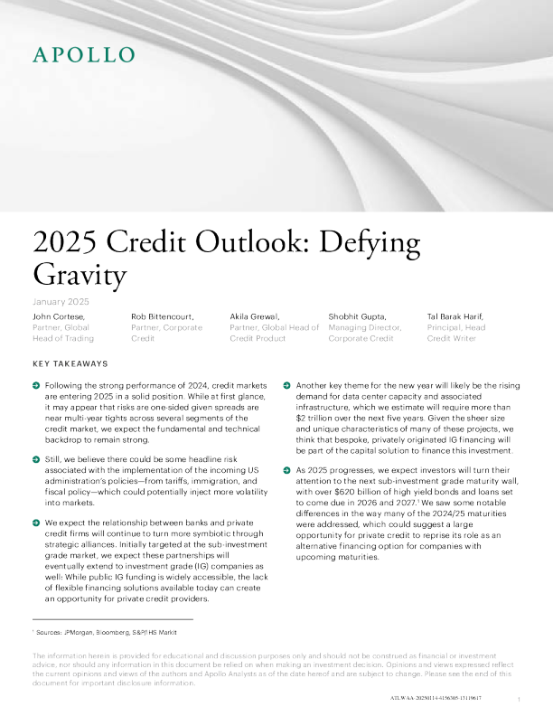 2025年信贷展望：克服重力