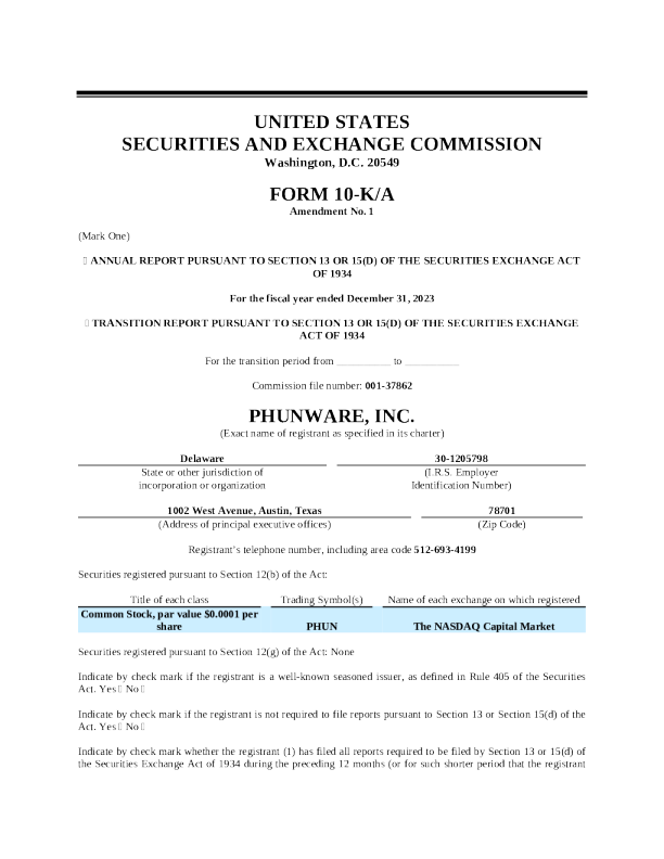 Phunware Inc 2024年度报告