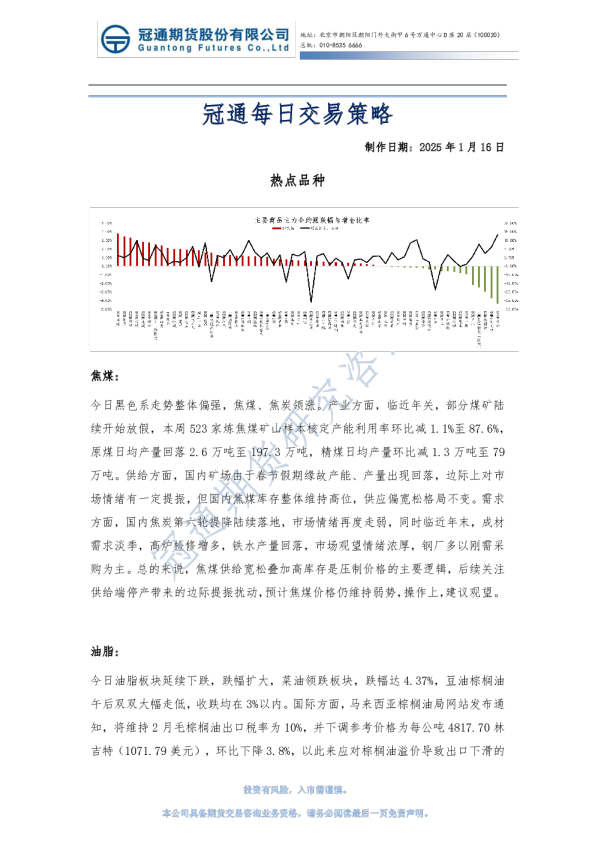 冠通每日交易策略