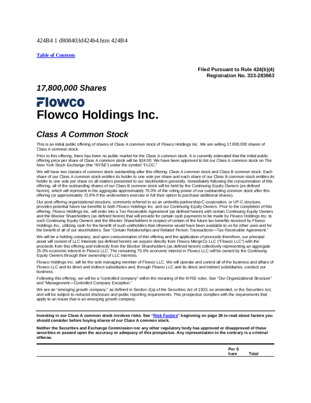 Flowco Holdings Inc-A美股招股说明书(2025-01-16版)
