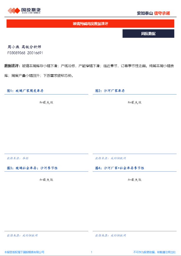 玻璃纯碱周度数据速评